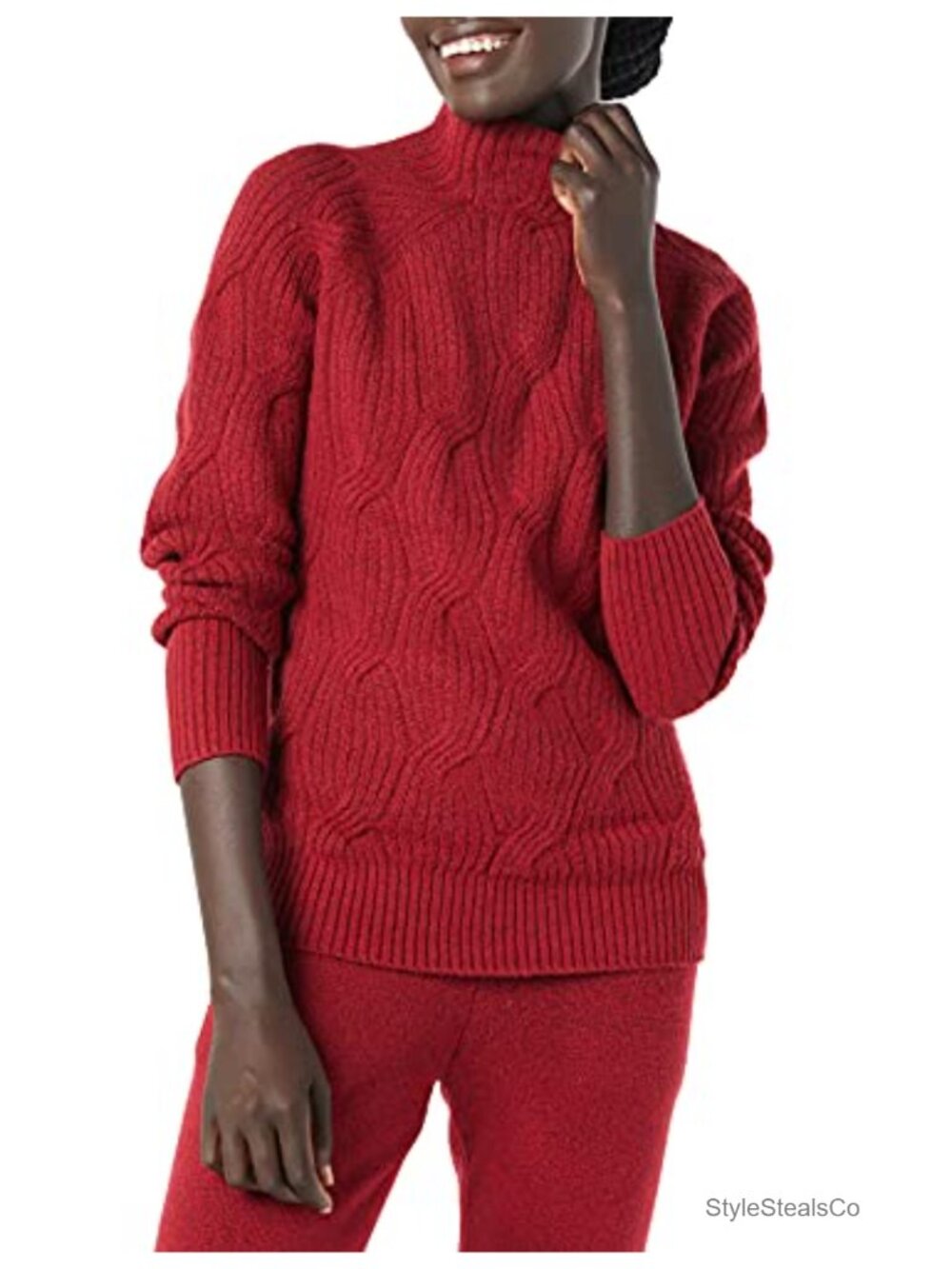 Cable Knit Funnel Neck Long Sleeve Pullover Sweater
